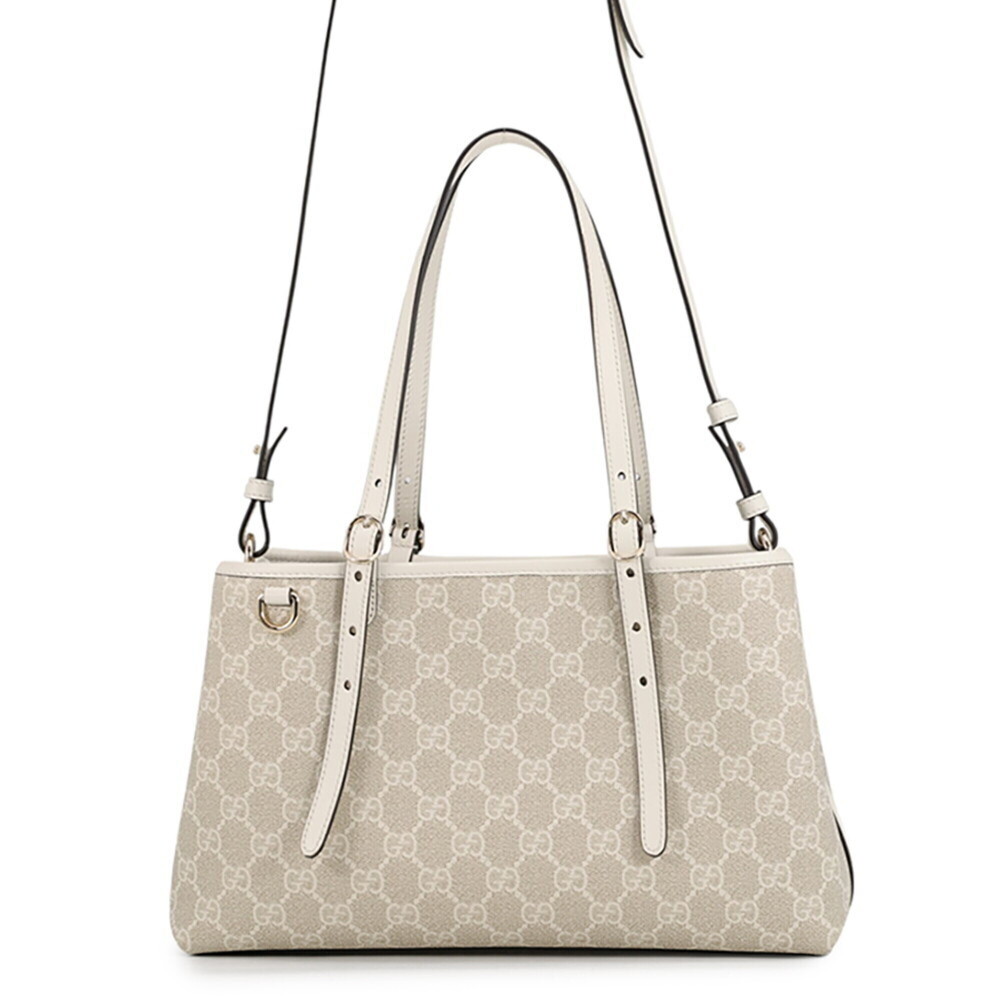 Gucci Tote Bag GG Emblem Medium Leather 815214 GUCCI 2-way White Handbag